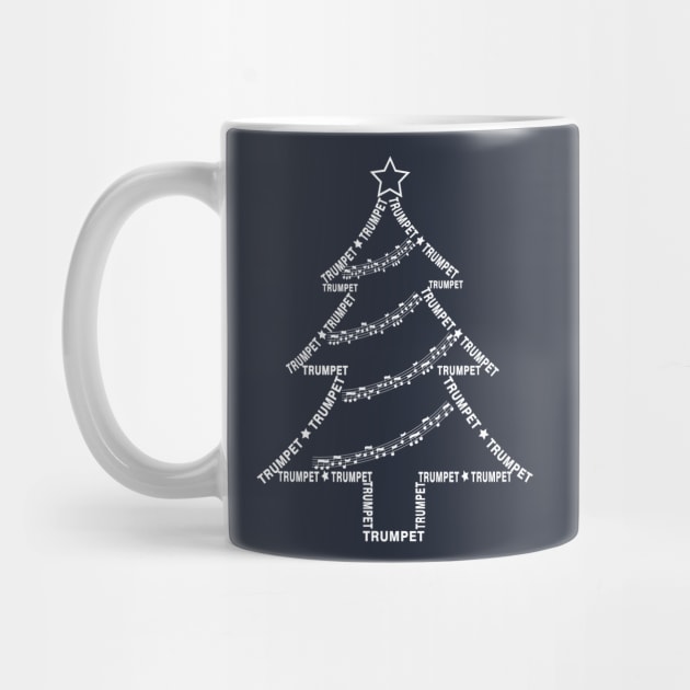 Trumpet White Text Christmas Tree by Barthol Graphics